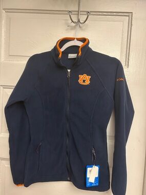 Columbia Navy and Orange Auburn Logo Fleece Jacket